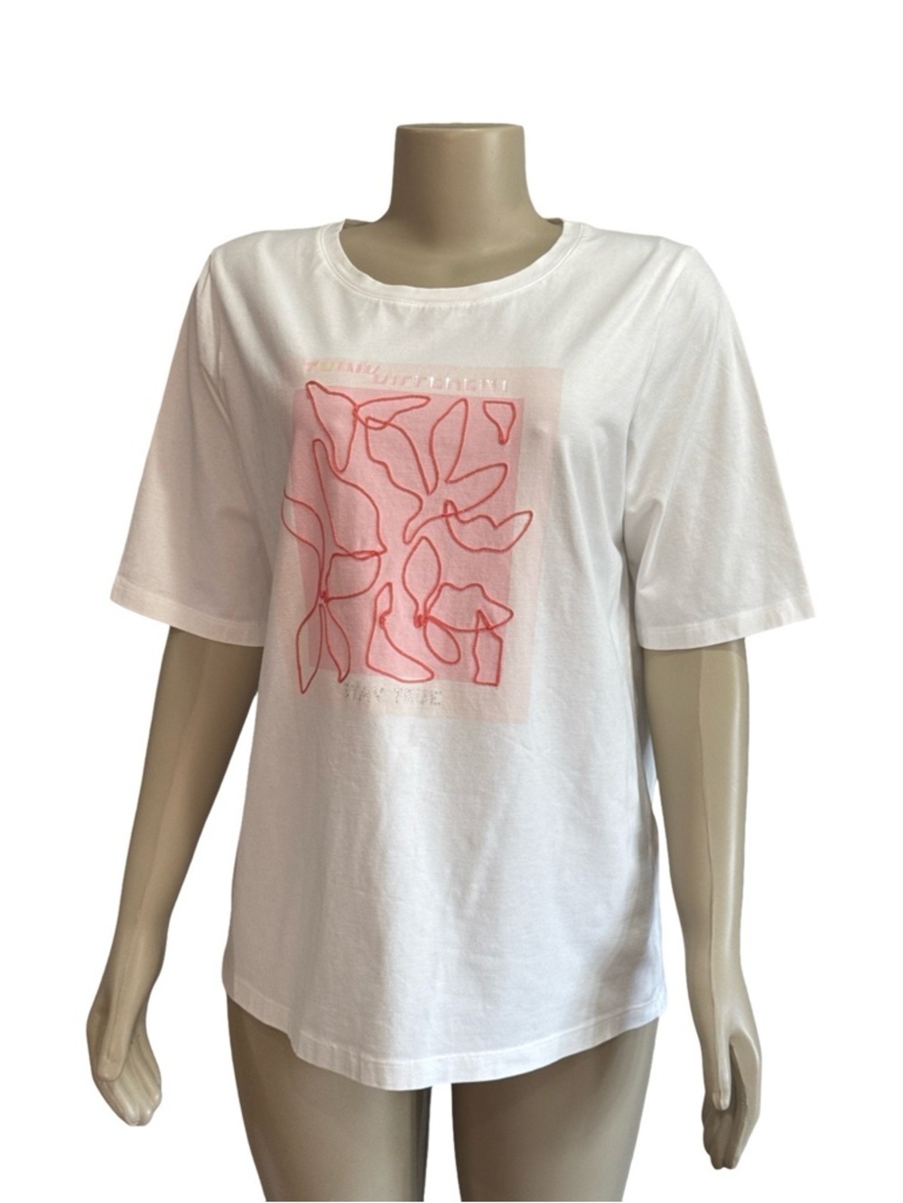 Rabe Short-Sleeve Tee with Pink Abstract Graphic - Women